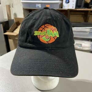 Space Jam Hat Looney Tunes Logo Black Adjustable Strapback Hat Cap